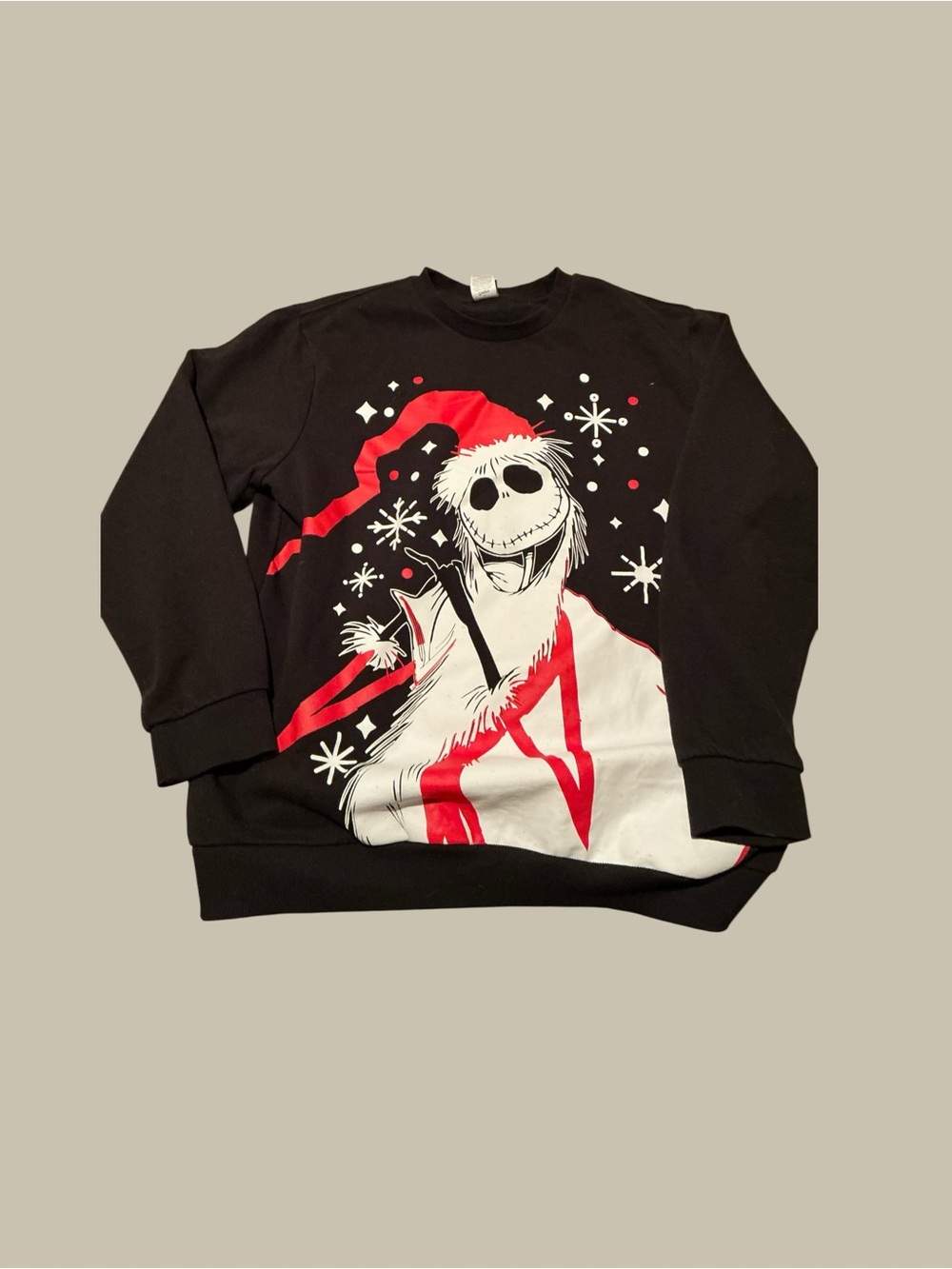 Disney Black Crewneck Sweatshirt with Red & White Jack Skellington Graphic